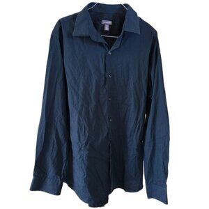 Van Heusen Men's Dark Aqua Long Sleeve Button Down Shirt